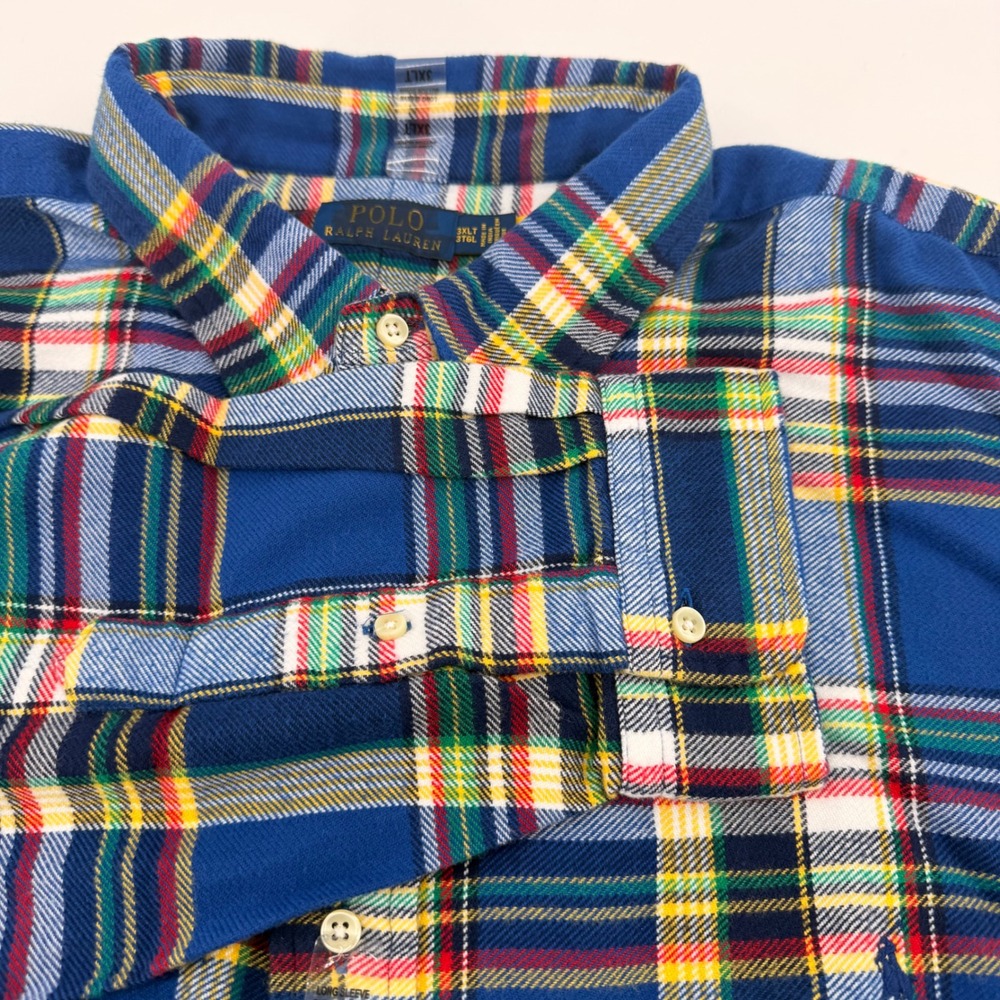 Polo Ralph Lauren Shirt Mens 3XLT Blue Plaid Button Down Long Sleeve Tall Pony